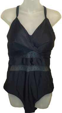 B Women’s Black One Piece Mesh Waist Style Swimsuit Size XXL BG25